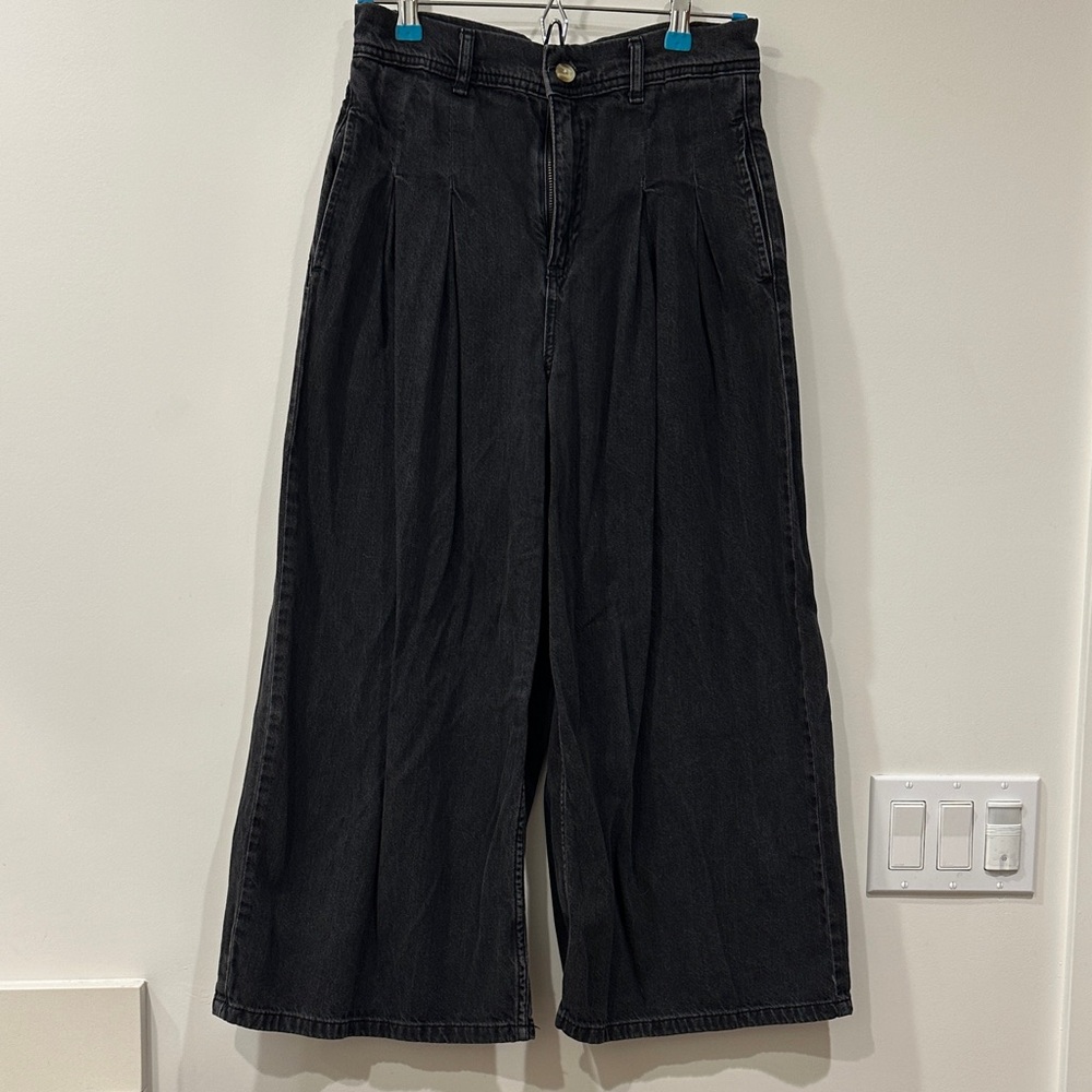 Topshop moto pleated denim culottes